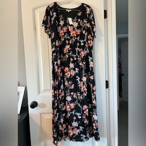 Women’s maxi dress size XXLarge NWT black pink green floral
